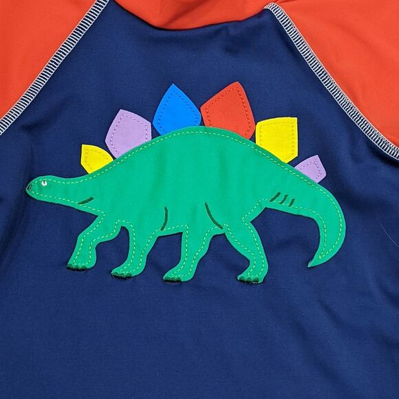 Baby Boden Mini blue red dinosaur swim rashguard toddler boy size 18 24 months - Picture 2 of 5